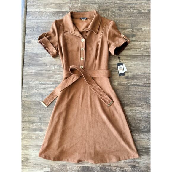 NWT!! Tommy Hilfiger Brown Short Sleeve Belted Dress (Size 12) - Picture 1 of 3